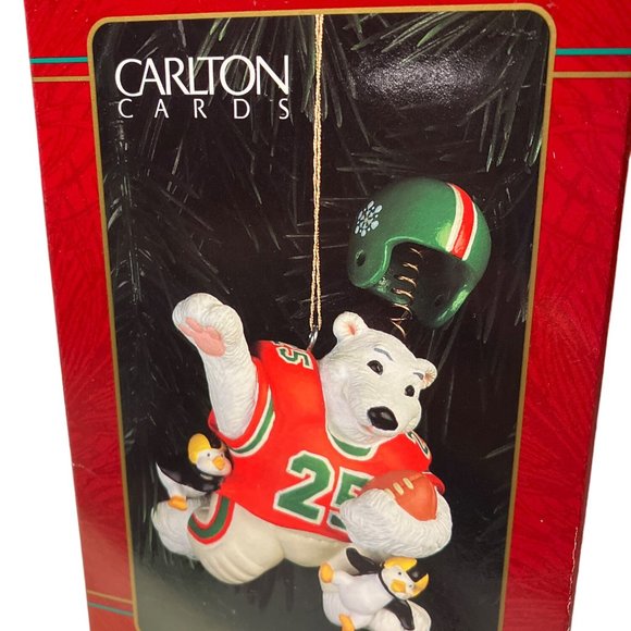 Carlton Cards Gridiron Greetings Football Folly Christmas Ornament - Picture 1 of 9